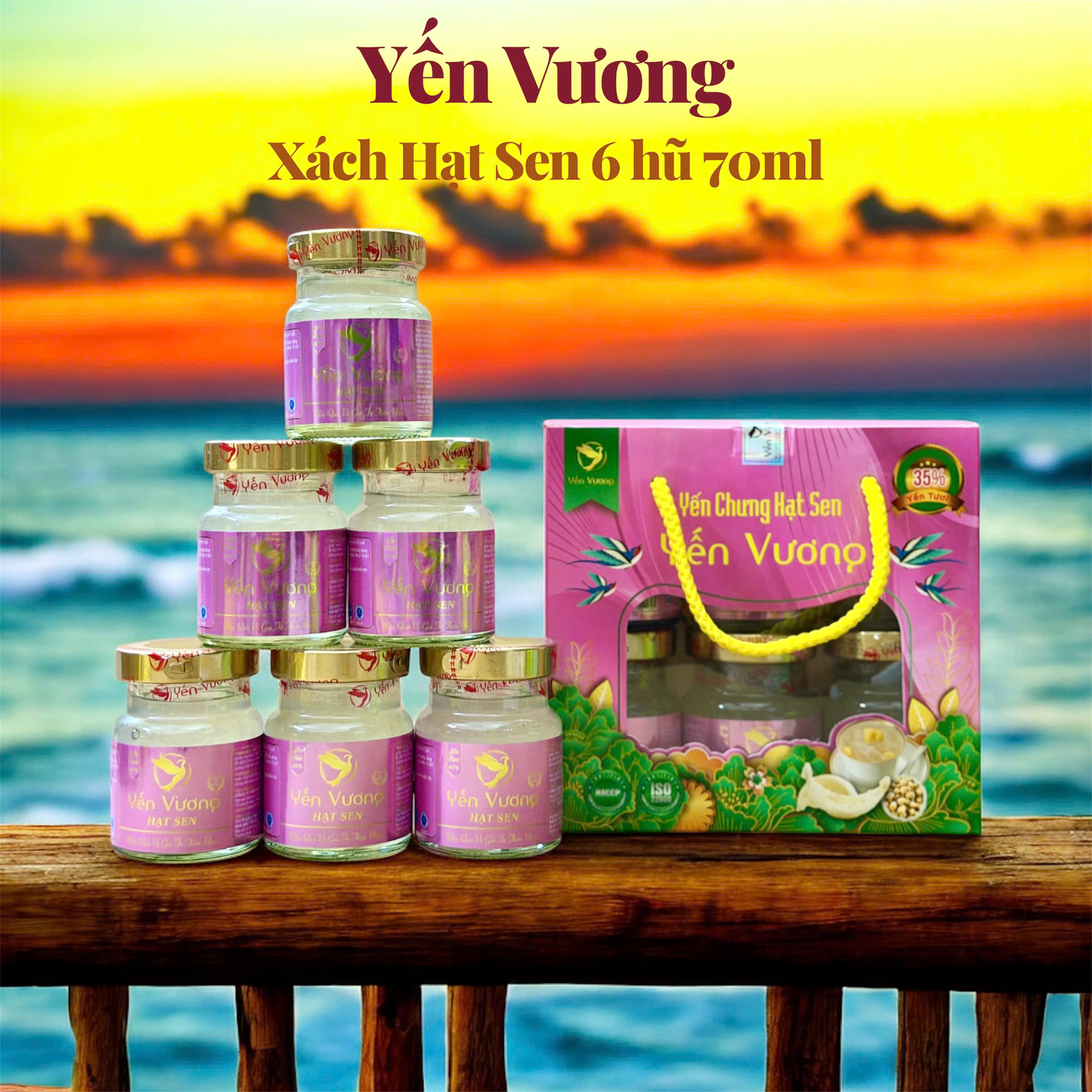 Lốc 6 hũ yến Vương 70ml Hạt Sen